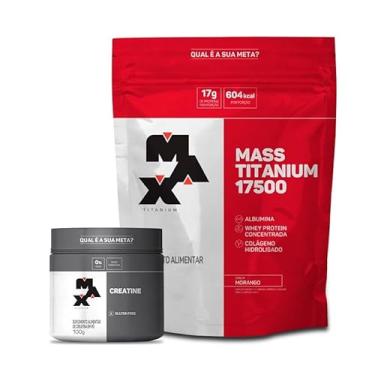 Imagem de Kit Hipercalórico Mass Titanium 1,4kg + Creatina 100% Pura 150g - Max Titanium (Refil 1.4kg, Baunilha)