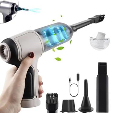 Imagem de Aspirador de Pó Portátil Soprador 2 em 1 Multifuncional Sem Fio Recarregável USB Ideal Para Limpeza de Carro, Sala, Cozinha, Quarto, Banheiro, Escritório (Cinza) Exclusivo da Marca Layed®