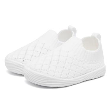 Imagem de MORENDL Sapatos de bebê para caminhada infantil, antiderrapante, respirável, tênis infantil para meninos e meninas, Diamante branco 109, 9 Toddler
