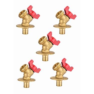 Imagem de EFIELD (Pacote com 5) Válvula externa 1/4 de volta Sillcock Mangueira Bibb com flange 3/10.2 cm Entrada Pex x 3/10.2 cm Saída MHT (5)