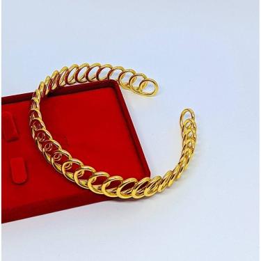 Imagem de Colar Choker Feminino Aro Rígido circulares vazado elos Grosso Folheado Ouro Dourado Prata Luxo Fashion Moda Blogueira