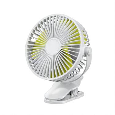 Imagem de KONPWAY Ventilador compacto com clipe operado por bateria, ventilador pessoal portátil de 5000 mAh de 15 cm para ambientes externos, carrinho de bebê, assento de carro, academia - branco