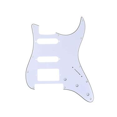 Imagem de Musiclily Pro 11 Furos Escudo HSS Pickguard Strato para Guitarra Fender EUA/Mexicana Stratocaster Floyd Rose Ponte Cut, 3 Camadas Branco