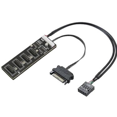 Imagem de Divisor de conector USB de 9 pinos com cabo de alimentação SATA, conector USB macho de 9 pinos 1 a 4 fêmeas, cabo divisor USB 2.0, conector para placa-mãe, adaptador para CPU, receptor WiFi