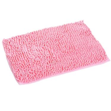 Imagem de Tapete de banho microfibra grosso macio absorvente tapetes de borracha chenille, antiderrapante, tapetes laváveis na máquina para piso do banheiro, banheira e chuveiro (rosa) 60 x 90 cm