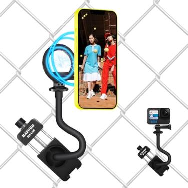 Imagem de HAFOKO C08 Suporte magnético para cerca de smartphone compatível com braçadeira de cerca de iPhone para GoPro/Mevo Start para DJI Action/Insta 360 Game Changer Kit de montagem para beisebol, softball,
