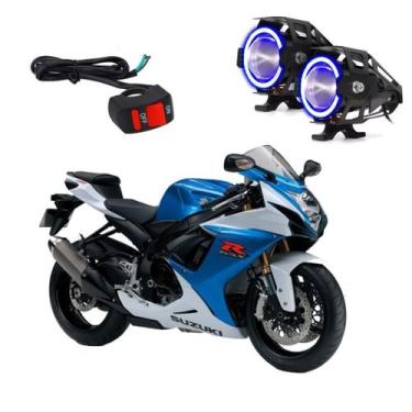 Imagem de Par Farol de Milha Angel Eye U7 Azul para Moto Suzuki GSX 750F 1994 19