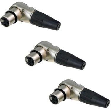 Imagem de Kit 3 Conector Xlr Femea 90 Rc3fr Rean By Neutrik