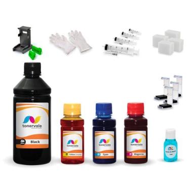 Imagem de Kit 4 Tinta Para HP D2460 21 e 22 500ml Black e 100ml Color Linha Plat