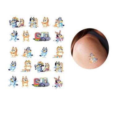 Imagem de Kit 20 tatuagens temporárias folha A4 Bluey Para Festa 50mm - 3i
