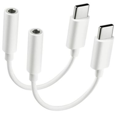 Imagem de Adaptador USB tipo C para conector de fone de ouvido fêmea de 3,5 mm, pacote com 2 cabos USB C para dongle de áudio auxiliar compatível com iPhone 16/15 Plus/Pro/Pro Max, iPad Pro, Pixel MacBook