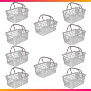 Imagem de Kit 10 Cesta Cestinha Plastica Supermercado Mercado 9 Litros - Usual U