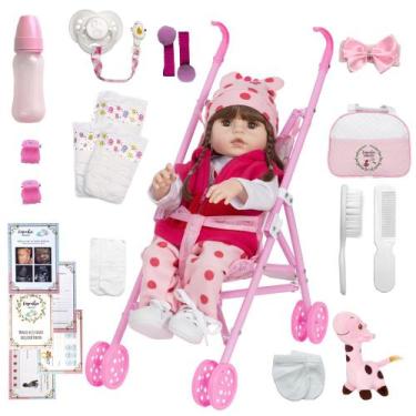 Imagem de Reborn Girafa Corpo de Silicone Enxoval 23 Itens - Cegonha Reborn Doll