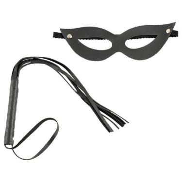 Imagem de Kit Máscara Tiazinha Com Chicote Fino Tiras Êxtase