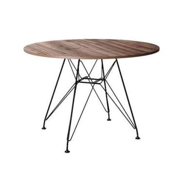 Imagem de Mesa Eiffel Redonda 110cm Tampo De Madeira Amendôa Com Base De Ferro P