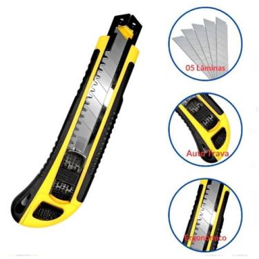 Imagem de Estilete Profissional Emborrachado Trava - Cutter