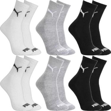 Imagem de Kit 6 Pares Meias Puma Cano Médio Alto Algodão Meia Adulto Masculino F