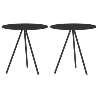 Imagem de Kit 2 Mesas Lateral Decorativa Gabriela  Redonda Preto  - Up Home, PRE