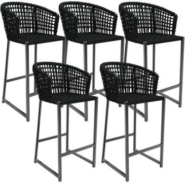 Imagem de Kit 05 Banqueta Para Área Gourmet Cozinha Varanda Corda Náutica Porto 