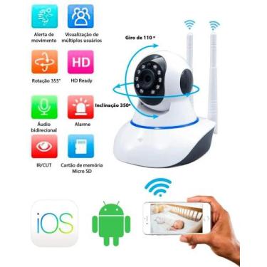 Imagem de CAMERA ROBO IP WI-FI 360º 3 ANTENAS PET OU BABA ELETRONICA COM APLICAT