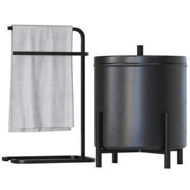 Imagem de Kit Lixeira Tampa 6L Kalli e Porta Toalha Isla Para Pia Bancada Lavabo