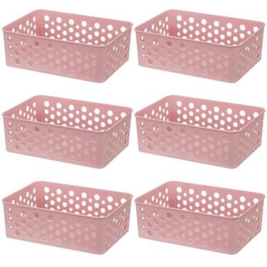 Imagem de Kit 6 Cesto Organizador Rattan Multiuso Armário Gaveta Lavanderia P (1