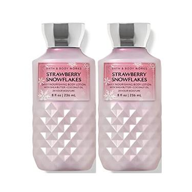 Imagem de Bath & Body Works Bath and Body Works Strawberry & Snowflakes Super Smooth Body Lotion Sets Gift For Women -2 Pack (Strawberry & Snowflakes), 8 Fl Oz (Pack of 2), 8.0 ounces, 16.0 Fl Oz