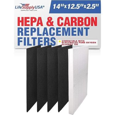 Imagem de LifeSupplyUSA Conjunto de substituição de filtro (1 HEPA + 4 filtros de carbono) substituição compatível com ELECTROLUX EL041 Carbon Air Cleaner ELAP15D7PW