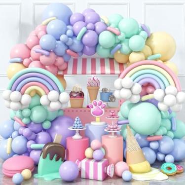 Imagem de Jobkoo Kit De Guirlanda De Balão Pastel De 165 Peças, Arco De Balão De Cor Pastel Arco-Íris, Balões Coloridos De Macaron De Doces Tamanhos Diferentes 18/12/10/5 Polegadas Para Chá De Bebê, Casamento,