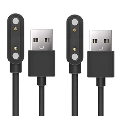 Imagem de Compatível com carregador de relógio inteligente EIGIIS K56 Pro, carregamento de substituição USB magnético de 2 pinos, compatível com relógio EIGIIS K56 Pro de 1,35 polegadas/Tiwain K56 Pro/LinsonK K56 PRO de 1,35 polegadas (pacote com 2 - preto + preto)