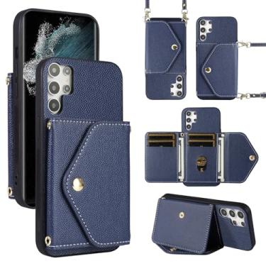 Imagem de Dibosom Capa carteira minimalista para Samsung Galaxy S24 Ultra 5G com alça de ombro, 6 compartimentos para cartões, fina e fina, suporte para cartão de crédito de couro PU para S24Ultra 24S S 24