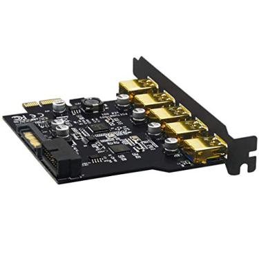 Imagem de YBBOTT Placa de expansão PCI Express PCIE USB 3.0 de 5 portas, adaptador de controlador de hub USB 3 interno de 5 Gbps para Windows 10/8/7/Linux