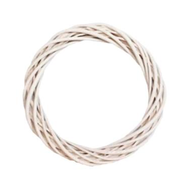 Imagem de Kokiya Guirlanda de vime faça você mesmo, ornamento pendurado, 12" tecido, artesanato, guirlanda artificial para casa de fazenda, outono, feriado, natal, Branco