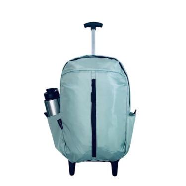 Imagem de Mochila Escola Faculdade Trabalho Reforçada Impermeável Rodinha Verde 