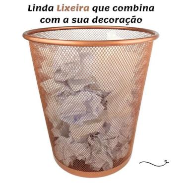 Imagem de Lixeira para escritório quarto 10l black rose gold preto dourado - Mar
