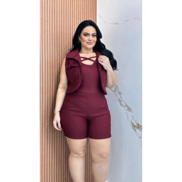 Imagem de Macaquinho feminino short plus size - Musa Tropical Atacado