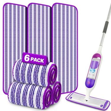 Imagem de Pacote com 6 almofadas de esfregão reutilizáveis para Swiffer PowerMop, almofadas de refil de esfregão para Swiffer Powermop, refis de almofadas de esfregão de microfibra, laváveis na máquina, uso