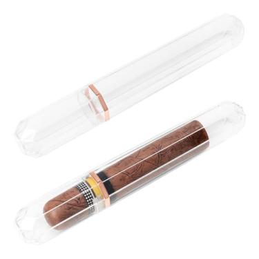 Imagem de Linkidea 2 pacotes de estojo transparente para charutos plactic, tubo de charuto masculino hermético, tubos de charuto de bolso portátil com tampas