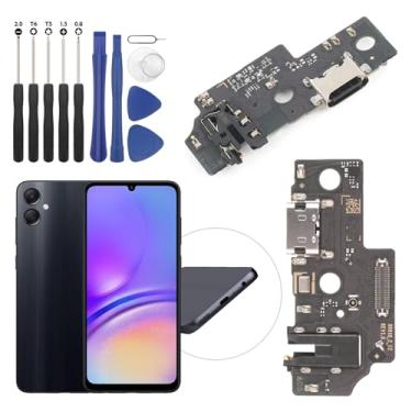 Imagem de Conector Dock para Samsung Galaxy A05 Porta de Carregamento Cabo Flex Substituição para Galaxy A05 A055F Carregador USB Dock Board Conector com Ferramentas (Preto)