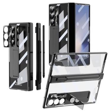Imagem de YQODSZ Capa para Samsung Galaxy Z Fold 6 com suporte para caneta S e caneta Stylus, [capa de dobradiça de substituição] Z Fold 6 capa transparente protetora de tela com suporte para Z Fold 6 preta