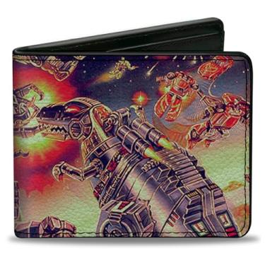 Imagem de Carteira Hasbro, Bifold, Transformers Devastator Dinobots 1985 Box Art Cena de Batalha, Couro Vegano, Multicor, 4.0" x 3.5", Casual