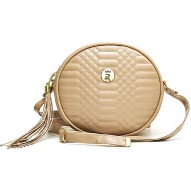 Imagem de Bolsa Feminina Pequena Transversal Redonda Dia a Dia Bege - Rubim Calc