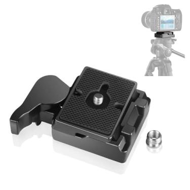 Imagem de UTEBIT Placa de liberação rápida 323 RC2, adaptador rápido de metal com parafuso de câmera de 1/10.2 cm e 3/20.3 cm, placa de montagem para tripé serve apenas para tripé Manfrotto