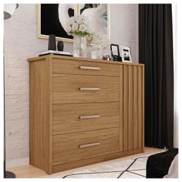 Imagem de Cômoda Sapateira 1 Porta 4 Gavetas Marrom Palacius Caemmun