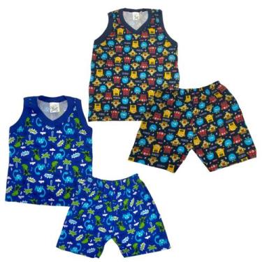 Imagem de Kit 2 Pijama Regata Menino Malha 100% Algodão Estampado - Mundo dos Ba