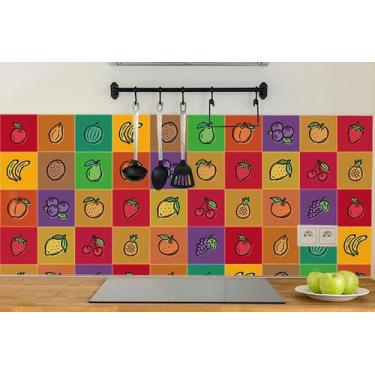 Imagem de Adesivo de Azulejo Cozinha Frutas Coloridas 20x20 cm 24un - Quartinhos