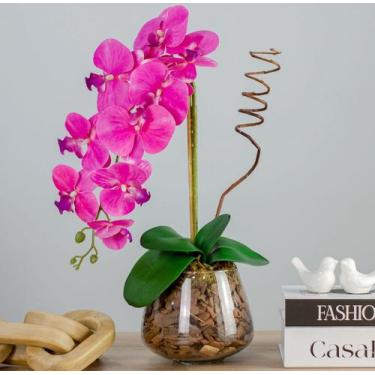 Imagem de Arranjo Artificial de Orquídea no Vaso de Vidro - Infinity Decor 