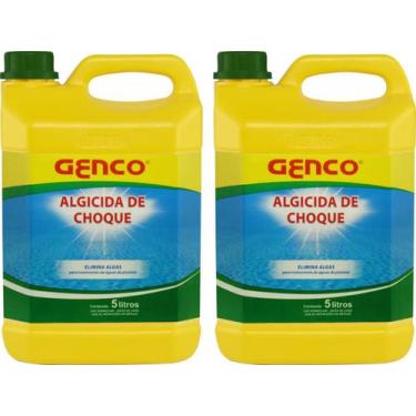 Imagem de 2 Galão Algicida De Choque 5 Litros Genco Limpeza Agua Verde