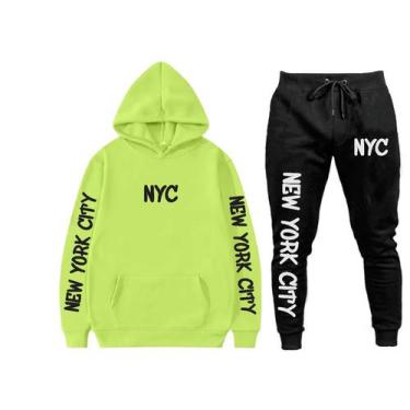 Imagem de Conjunto Moletom Flanelado Casual Top NYC - Markelly, Verde neon, P