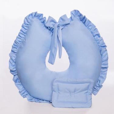 Imagem de Almofada Amamentação com Apoio para Bebê 02 peças - Miguel Baby, Azul